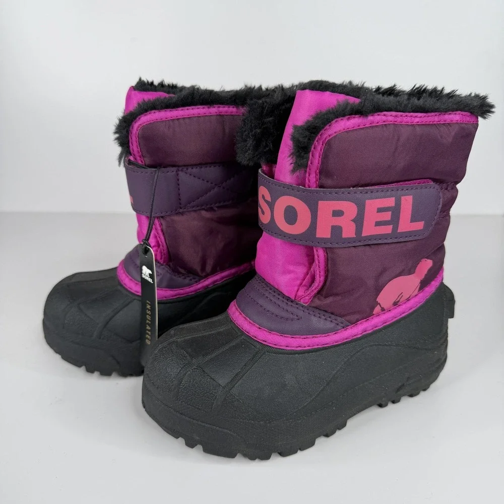 Sorel‎ Snow Commander Boots Girls Size 11 Purple Insulated Faux Fur Winter